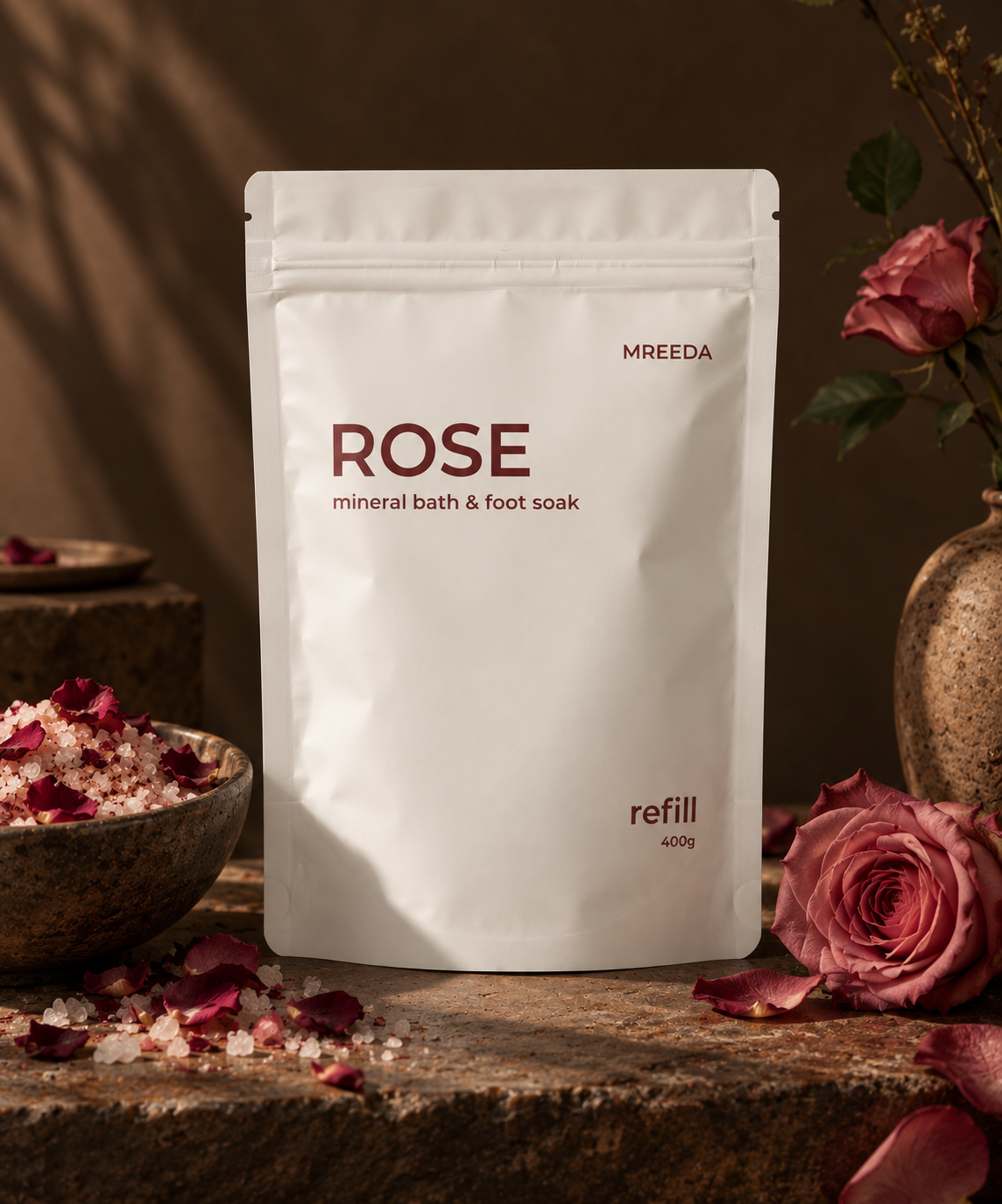 Rose Mineral Bath & Foot Soak – 400 g Refill Pouch